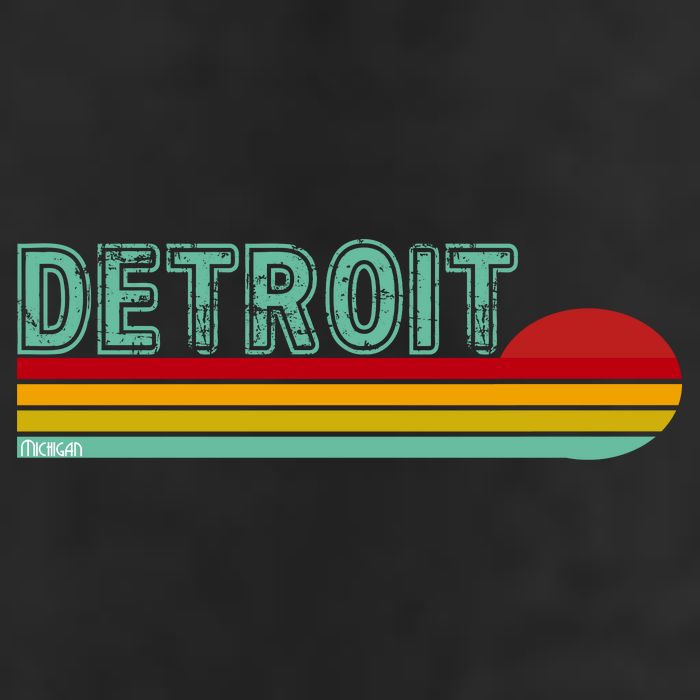 Retro Detroit Sunset Logo 7 Panel Mesh Trucker Snapback Hat