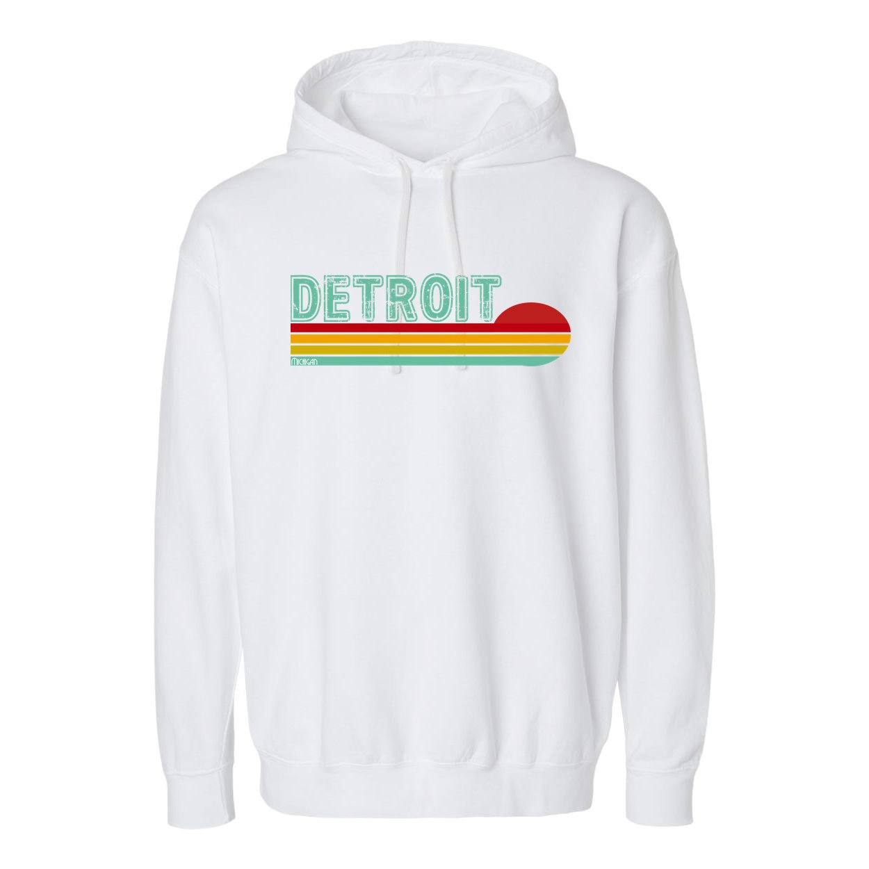 Retro Detroit Sunset Logo Garment-Dyed Fleece Hoodie