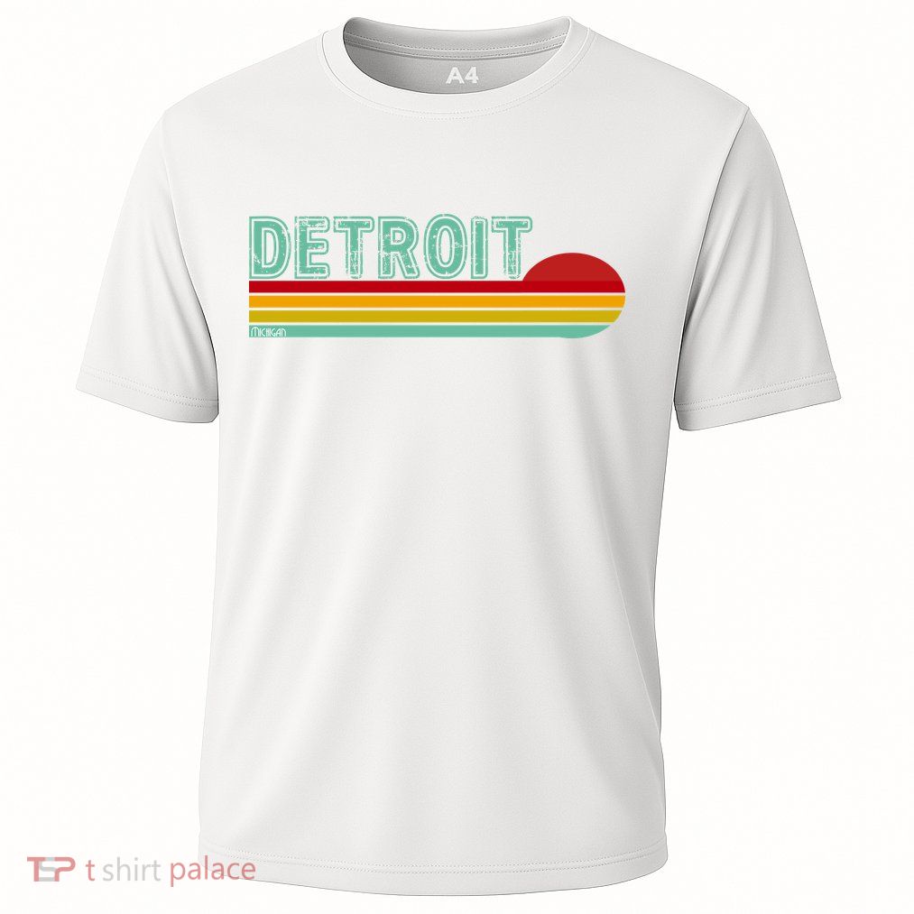 Retro Detroit Sunset Logo Cooling Performance Crew T-Shirt
