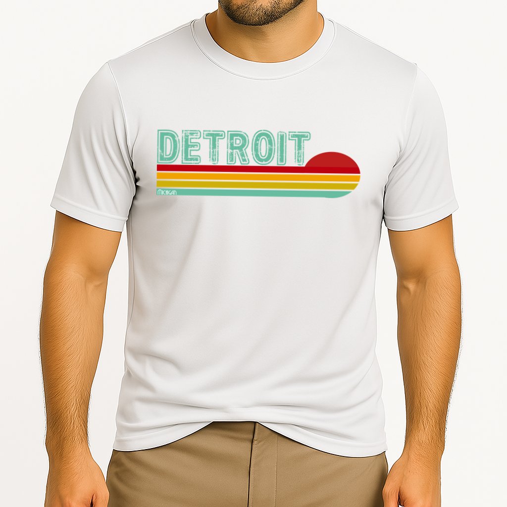 Retro Detroit Sunset Logo Cooling Performance Crew T-Shirt