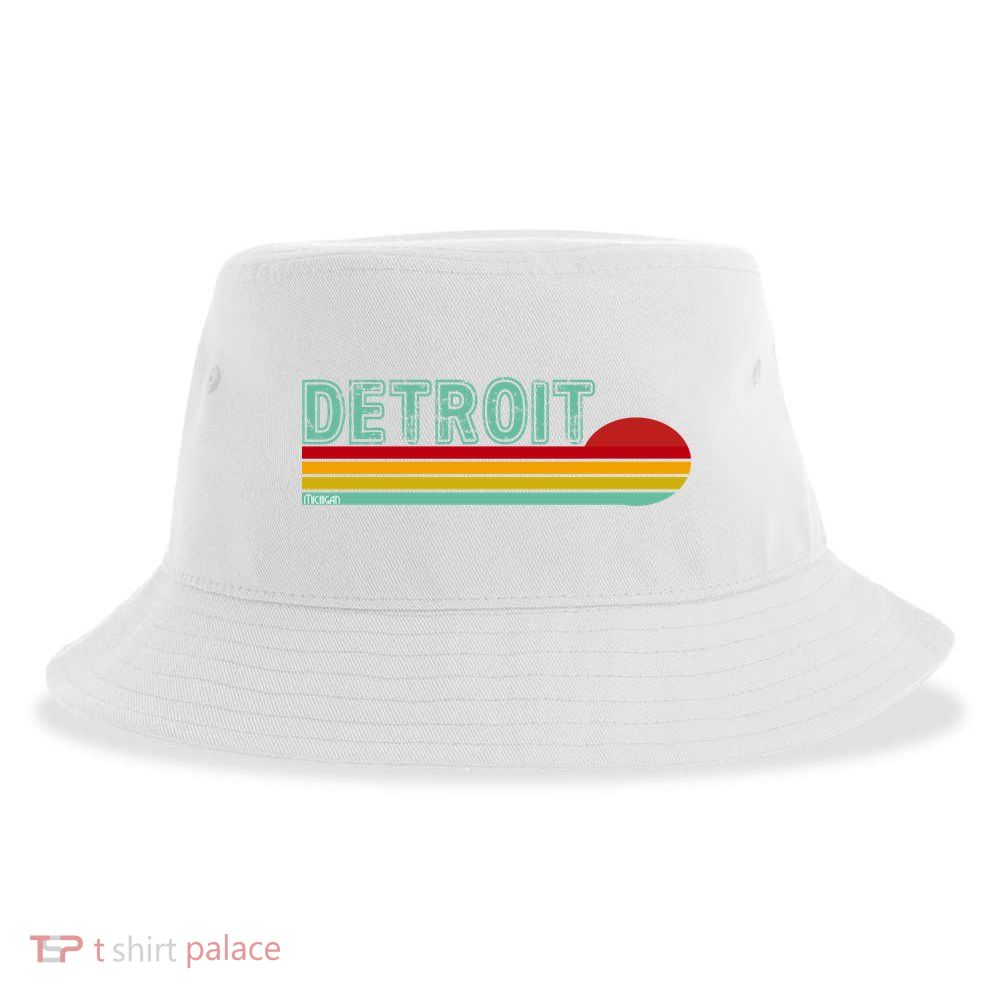 Retro Detroit Sunset Logo Sustainable Bucket Hat