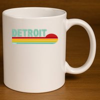 Retro Detroit Sunset Logo 11oz C Handle Ceramic Mug