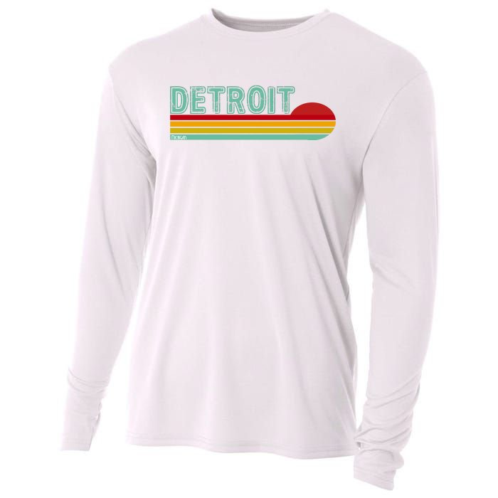 Retro Detroit Sunset Logo Cooling Performance Long Sleeve Crew