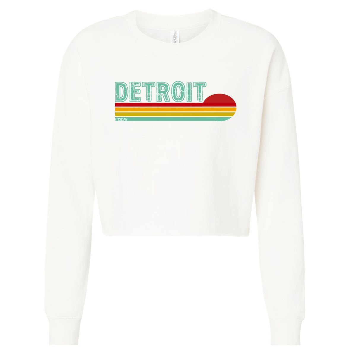 Retro Detroit Sunset Logo Cropped Pullover Crew