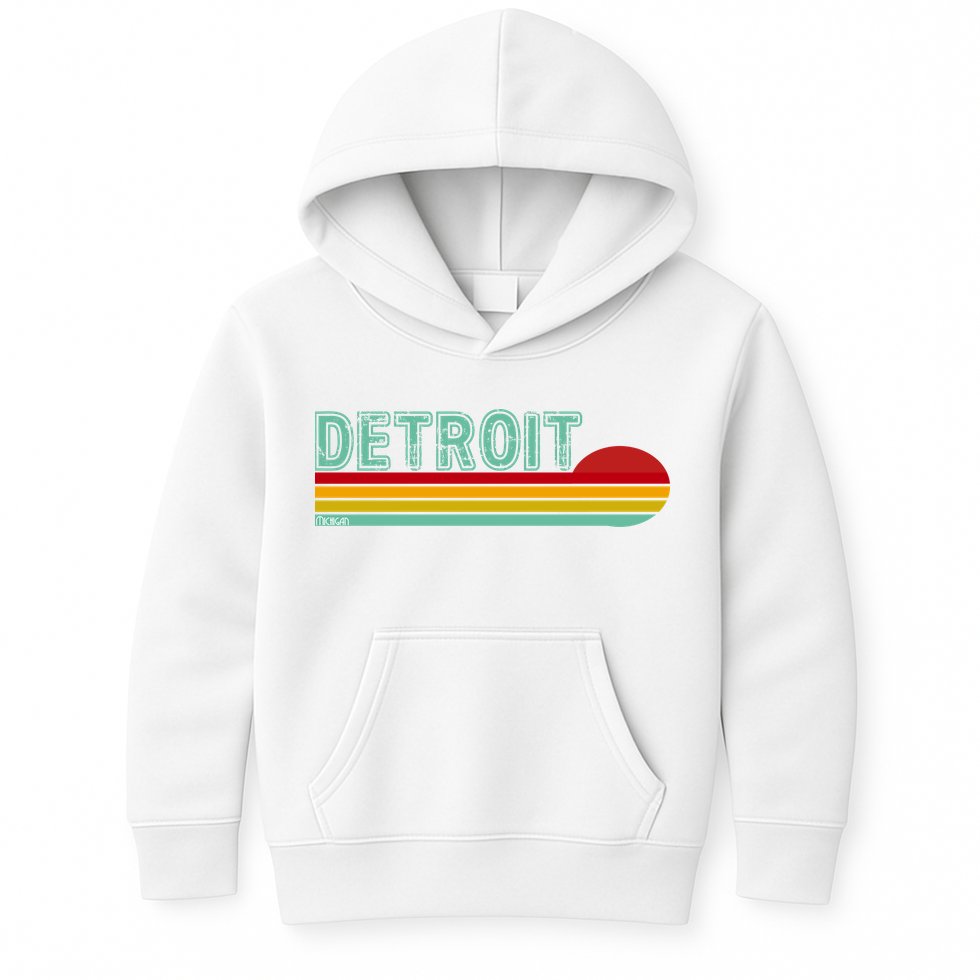 Retro Detroit Sunset Logo Kids Hoodie