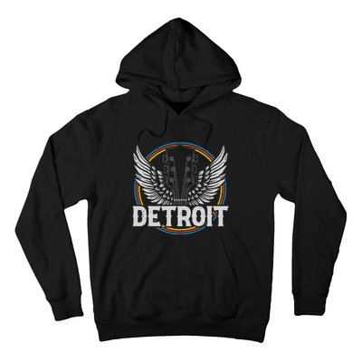 Retro Detroit Souvenir Vintage Concert Guitar Music Band Hoodie