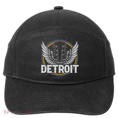 Retro Detroit Souvenir Vintage Concert Guitar Music Band 7-Panel Snapback Hat