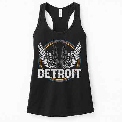 Retro Detroit Souvenir Vintage Concert Guitar Music Band Womens Tank Top