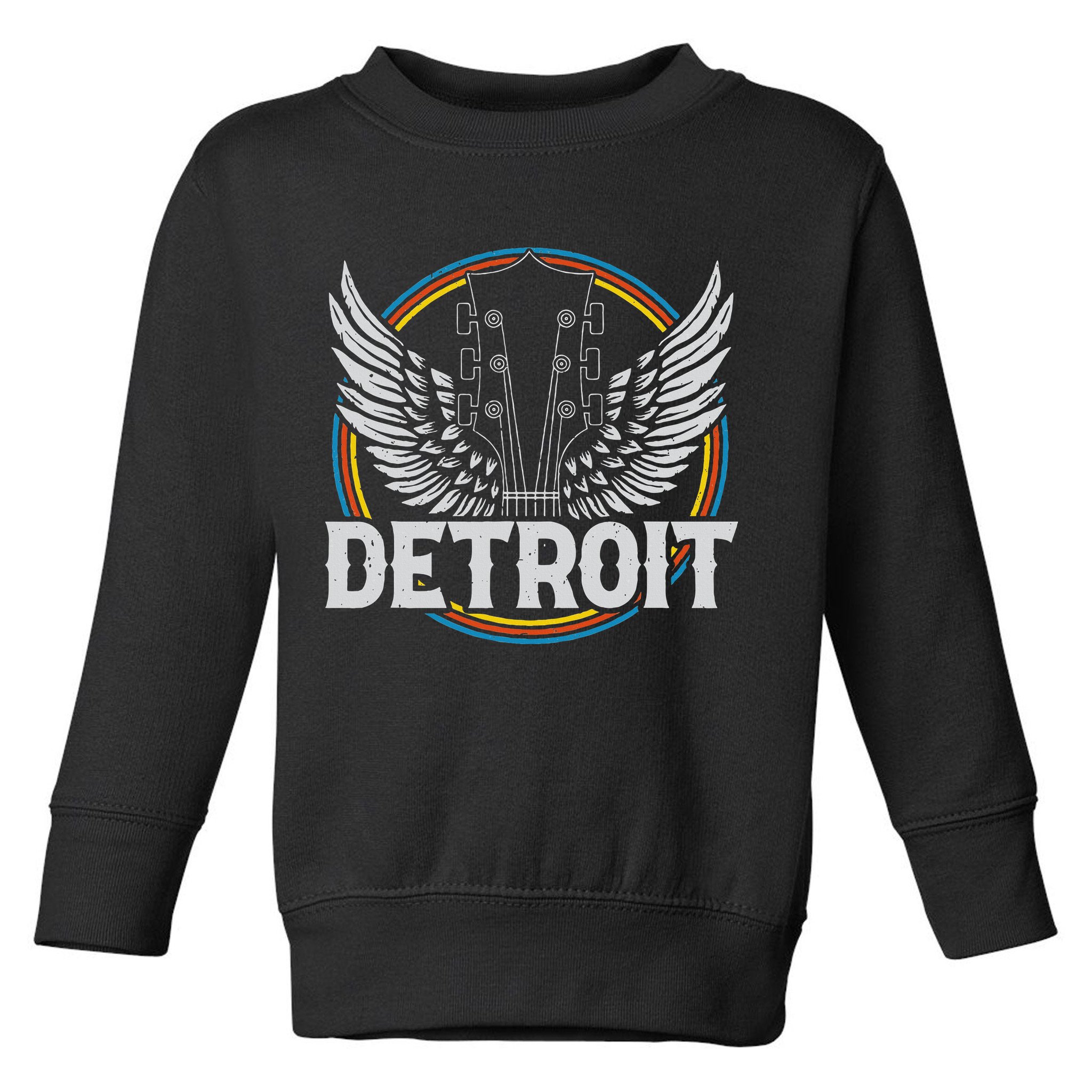 Retro Detroit Souvenir Vintage Concert Guitar Music Band Toddler Sweatshirt