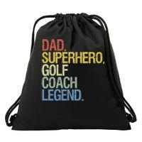 Retro Dad Superhero Golf Coach Legend Gift For Father's Day Drawstring Bag