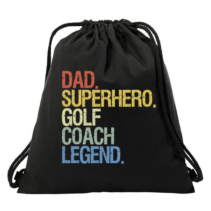 Retro Dad Superhero Golf Coach Legend Gift For Father's Day Drawstring Bag