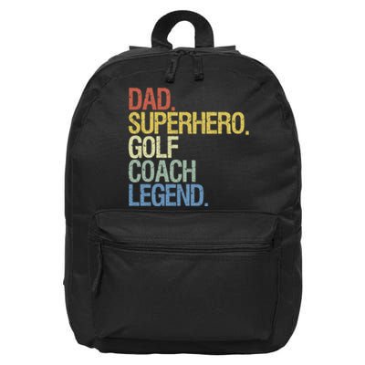 Retro Dad Superhero Golf Coach Legend Gift For Father's Day 16 in Basic Backpack