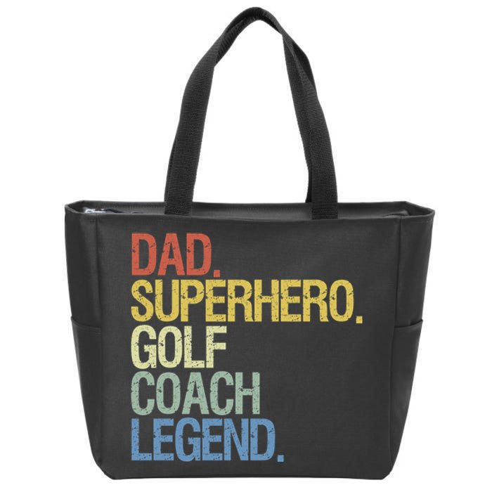 Retro Dad Superhero Golf Coach Legend Gift For Father's Day Zip Tote Bag