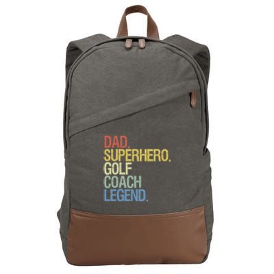 Retro Dad Superhero Golf Coach Legend Gift For Father's Day Cotton Canvas Backpack