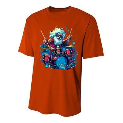 Rocker Drumming Santa Claus Drummer Gift Performance Sprint T-Shirt