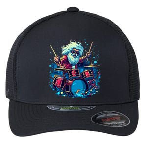 Rocker Drumming Santa Claus Drummer Gift Flexfit Unipanel Trucker Cap