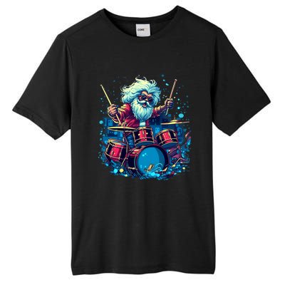 Rocker Drumming Santa Claus Drummer Gift Tall Fusion ChromaSoft Performance T-Shirt