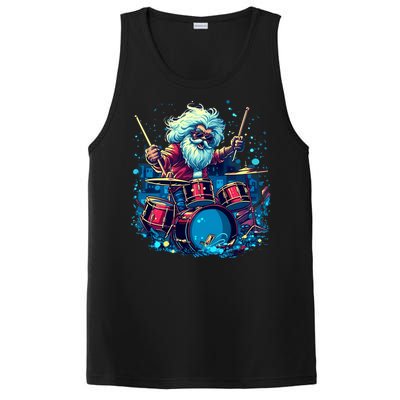 Rocker Drumming Santa Claus Drummer Gift PosiCharge Competitor Tank