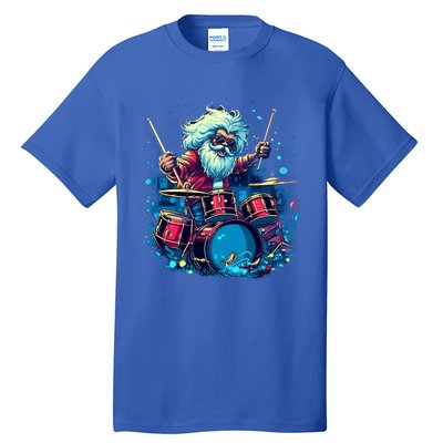 Rocker Drumming Santa Claus Drummer Gift Tall T-Shirt