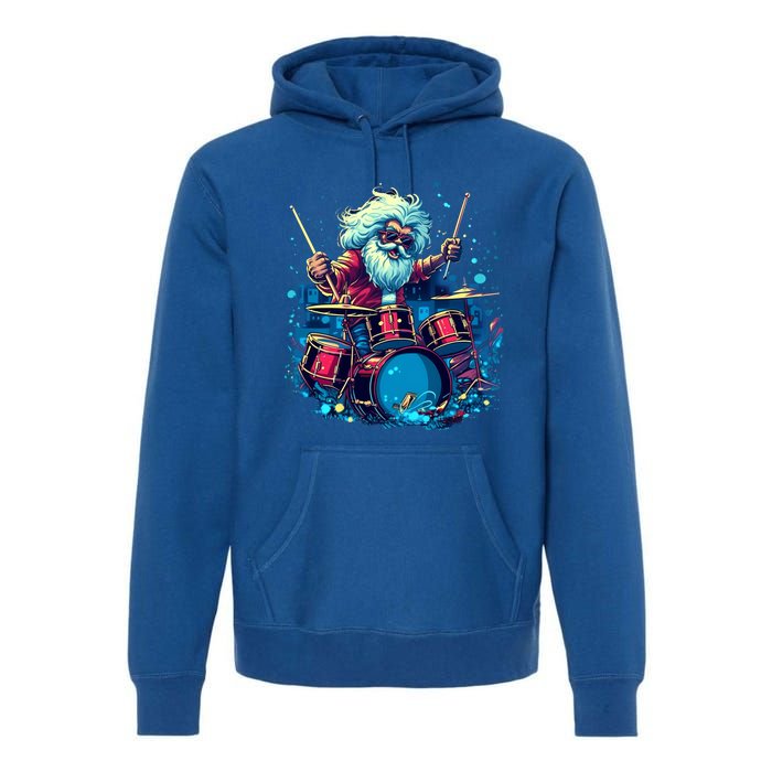 Rocker Drumming Santa Claus Drummer Gift Premium Hoodie