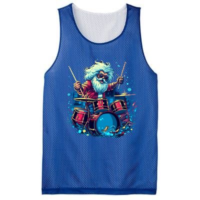 Rocker Drumming Santa Claus Drummer Gift Mesh Reversible Basketball Jersey Tank