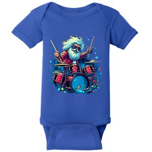 Rocker Drumming Santa Claus Drummer Gift Baby Bodysuit