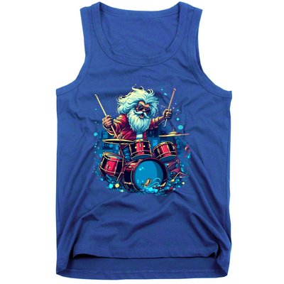 Rocker Drumming Santa Claus Drummer Gift Tank Top