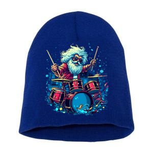 Rocker Drumming Santa Claus Drummer Gift Short Acrylic Beanie