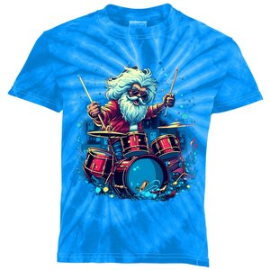 Rocker Drumming Santa Claus Drummer Gift Kids Tie-Dye T-Shirt