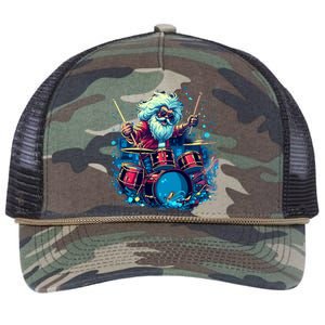 Rocker Drumming Santa Claus Drummer Gift Retro Rope Trucker Hat Cap