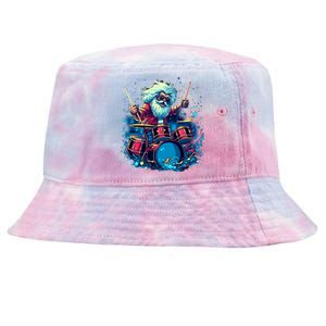 Rocker Drumming Santa Claus Drummer Gift Tie-Dyed Bucket Hat