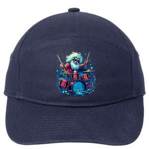 Rocker Drumming Santa Claus Drummer Gift 7-Panel Snapback Hat