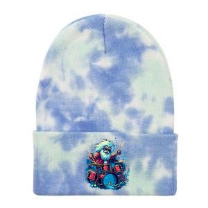 Rocker Drumming Santa Claus Drummer Gift Tie Dye 12in Knit Beanie