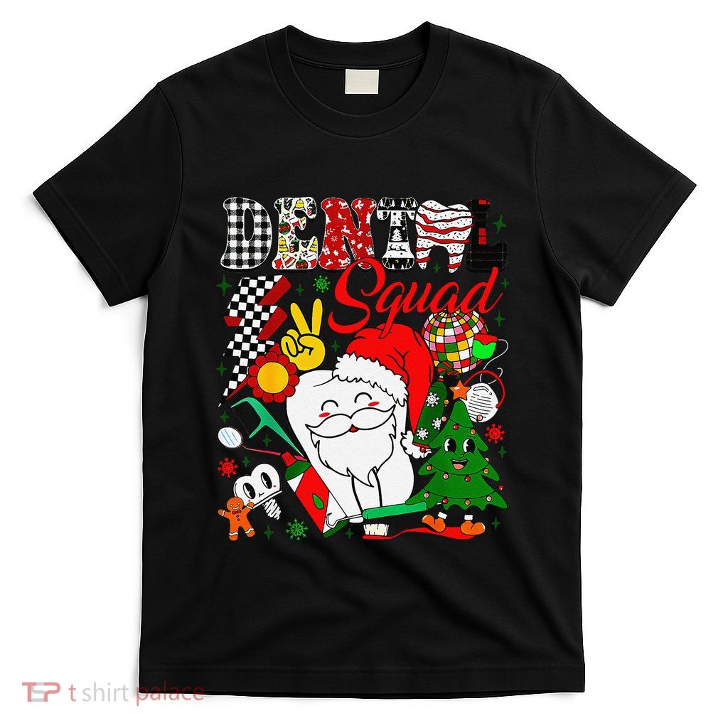 Retro Dental Squad Teeth Santa Dental Hygiene Christmas T-Shirt