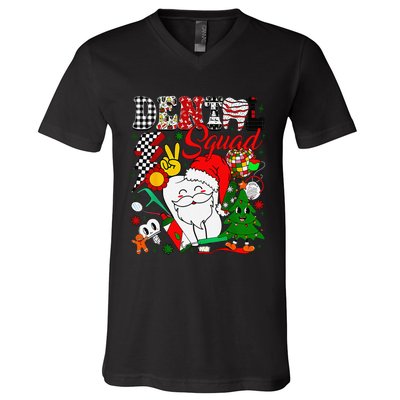 Retro Dental Squad Teeth Santa Dental Hygiene Christmas V-Neck T-Shirt