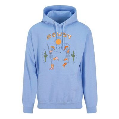 Retro Desert Skeleton Dancing Cow Boots Hat Howdy Western Unisex Surf Hoodie