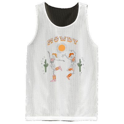 Retro Desert Skeleton Dancing Cow Boots Hat Howdy Western Mesh Reversible Basketball Jersey Tank