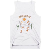 Retro Desert Skeleton Dancing Cow Boots Hat Howdy Western Tank Top