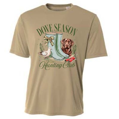 Retro Dove Season Hunting Club Camo Coquette Bow With Dog Cooling Performance Crew T-Shirt