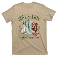 Retro Dove Season Hunting Club Camo Coquette Bow With Dog T-Shirt