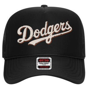 Retro Dodgers Style Classic High Crown Mesh Back Trucker Hat