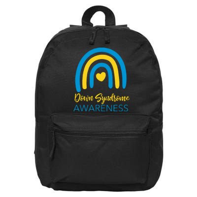 Retro Down Syndrome Awareness Month Rainbow T21 Gift 16 in Basic Backpack