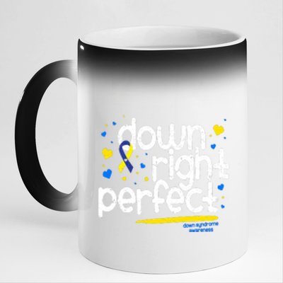 Ribbon Down Syndrome Awareness Gift Down Right Perfect 11oz Black Color Changing Mug