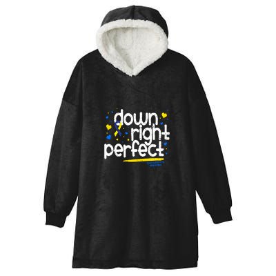 Ribbon Down Syndrome Awareness Gift Down Right Perfect Hooded Wearable Blanket