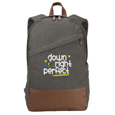 Ribbon Down Syndrome Awareness Gift Down Right Perfect Cotton Canvas Backpack