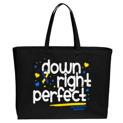 Ribbon Down Syndrome Awareness Gift Down Right Perfect Cotton Canvas Jumbo Tote