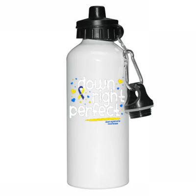 Ribbon Down Syndrome Awareness Gift Down Right Perfect Aluminum Water Bottle