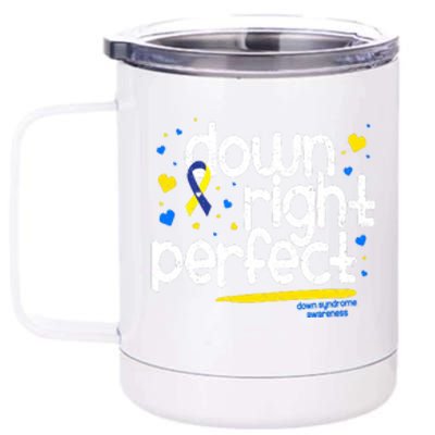 Ribbon Down Syndrome Awareness Gift Down Right Perfect 12 oz Stainless Steel Tumbler Cup