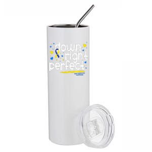 Ribbon Down Syndrome Awareness Gift Down Right Perfect Stainless Steel Tumbler