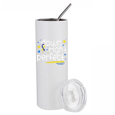 Ribbon Down Syndrome Awareness Gift Down Right Perfect Stainless Steel Tumbler